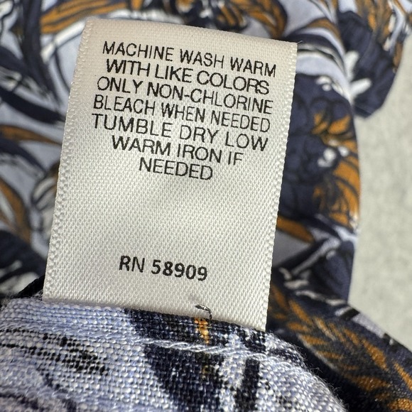 Baird McNutt Murano Linen Short‎ Sleeve Shirt Mens Size XL Slim Fit Blue Floral - Picture 7 of 9